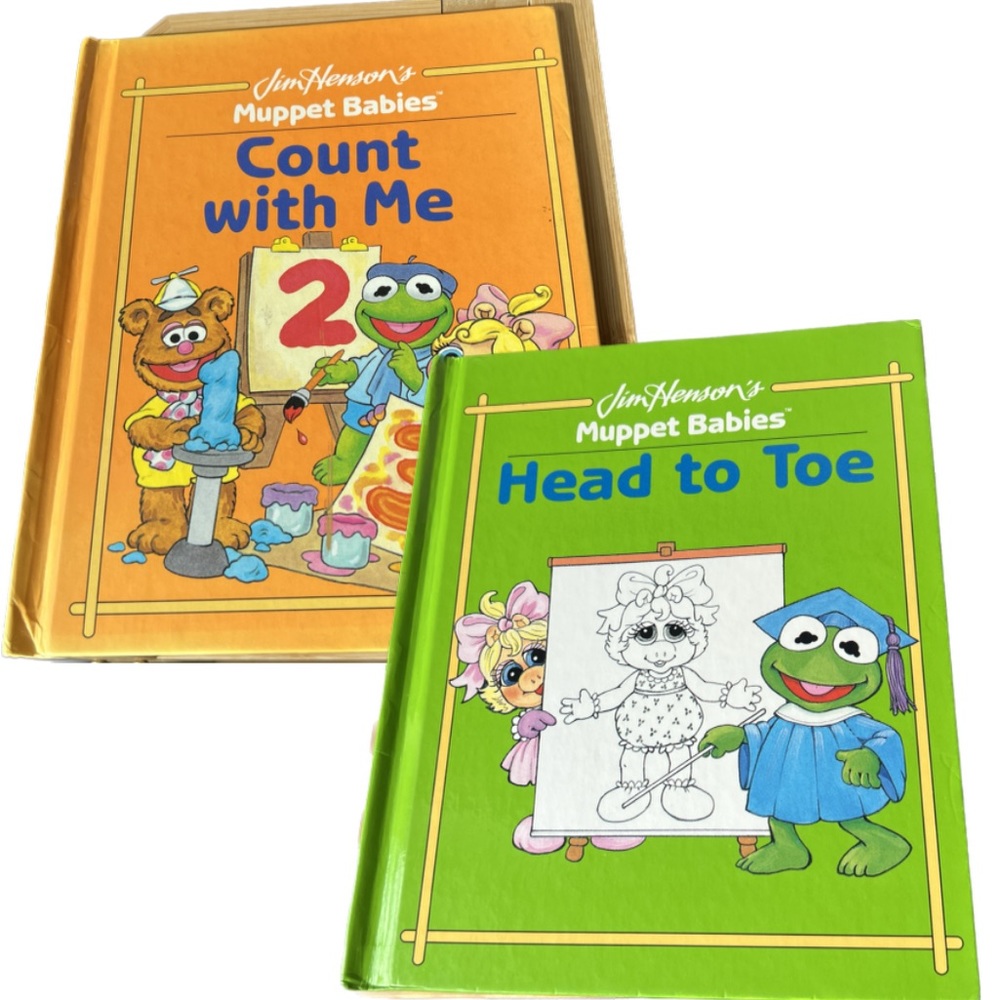 Vintage set/2 Jim Henson Muppet Babies Hardcover Books 1992 *flaws